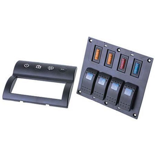 Drivetech 4x4 Rocker 4 Switch Panel On - Off - SPST 12 or 24V Blue Illumination - DT-11030