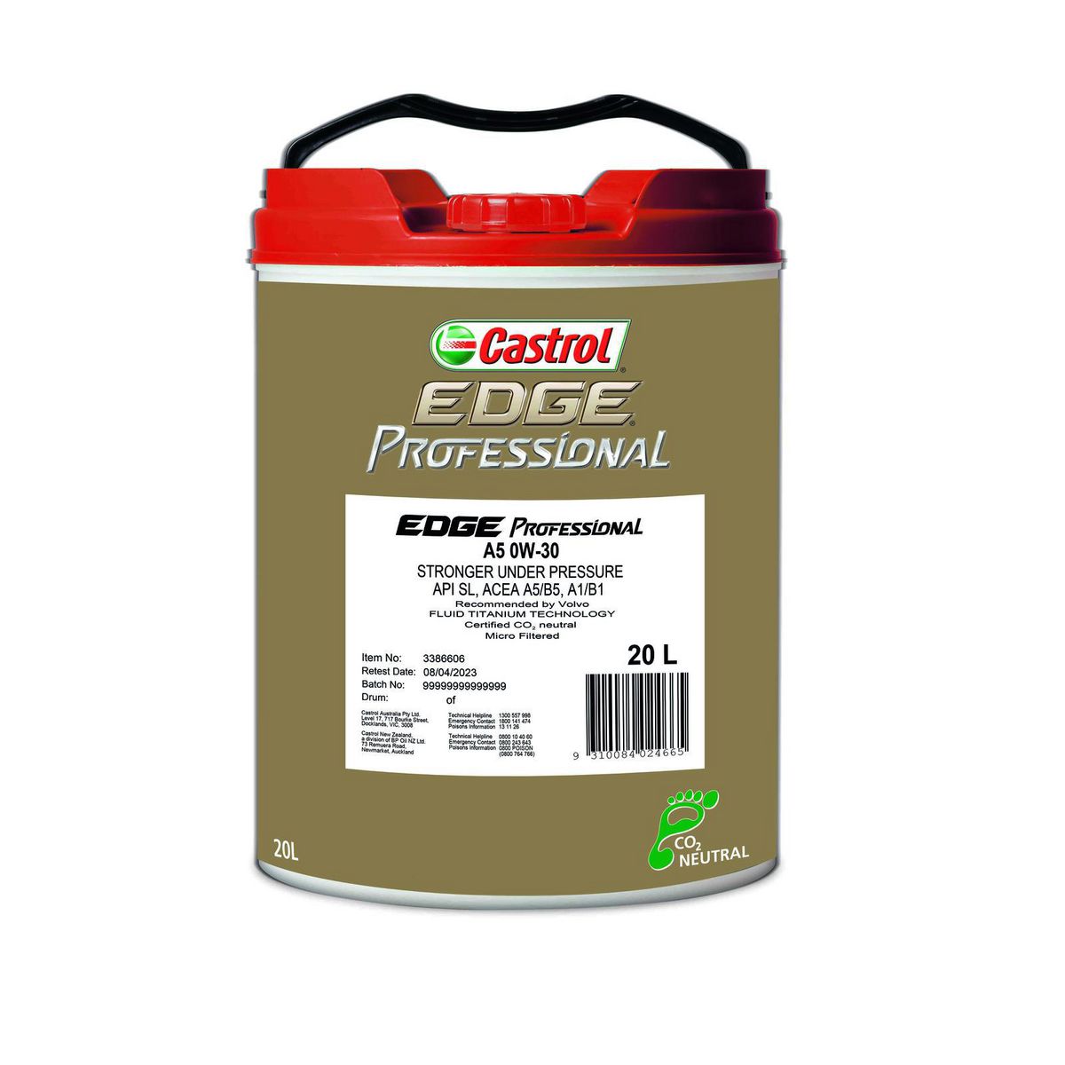 Castrol Edge Professional A5 0W-30 Engine Oil 20L - 3386606
