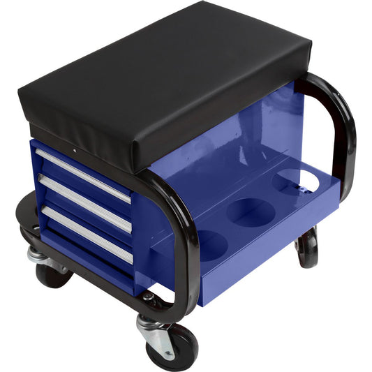 Mechpro Blue 3 Drawer Roller Seat - MPBGS1