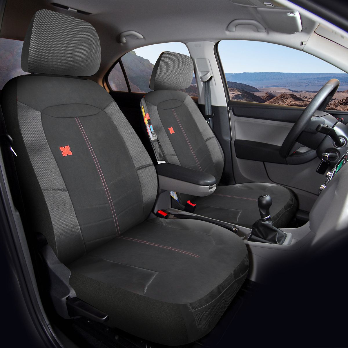 Maxi Trac Front Car Seat Covers Canvas, Black - Pair - MTSCFT-OSM