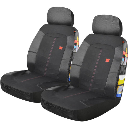 Maxi Trac Front Car Seat Covers Canvas, Black - Pair - MTSCFT-OSM