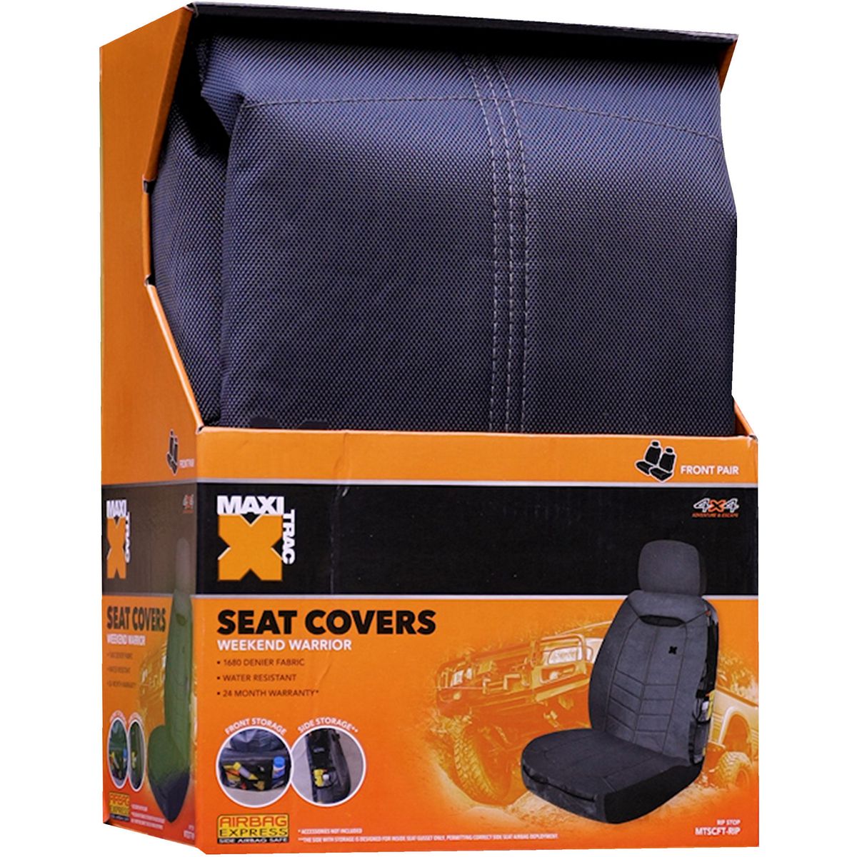 Maxi Trac Front Car Seat Covers Canvas, Grey  - Pair - MTSCFT-RIP