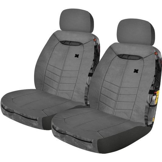 Maxi Trac Front Car Seat Covers Canvas, Grey  - Pair - MTSCFT-RIP