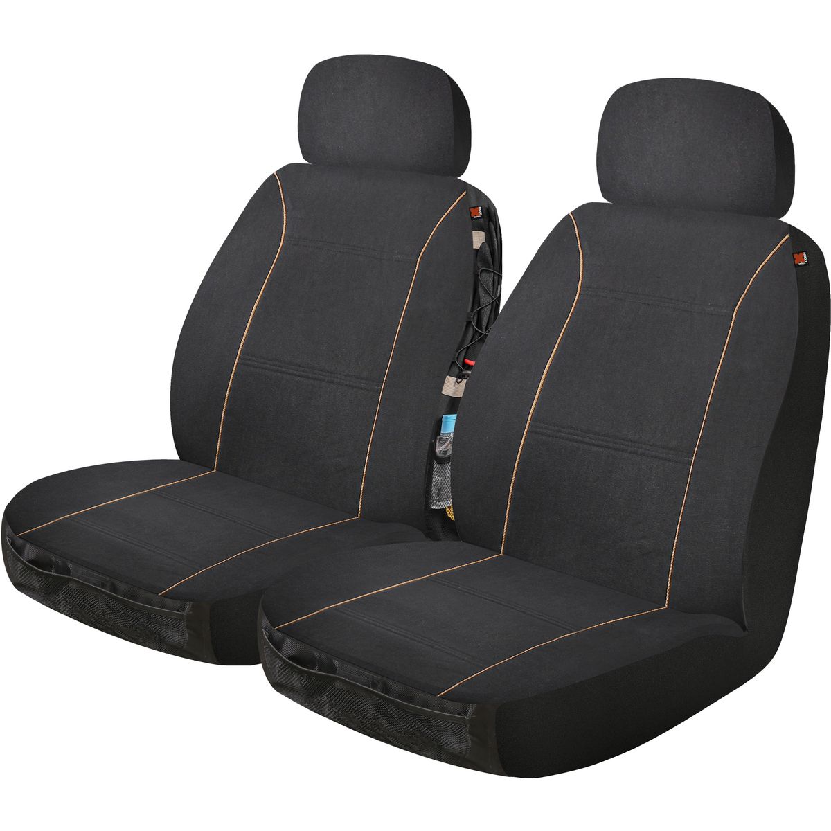 Maxi Trac Front Car Seat Covers Canvas, Black - Pair - MTSCFT-COT