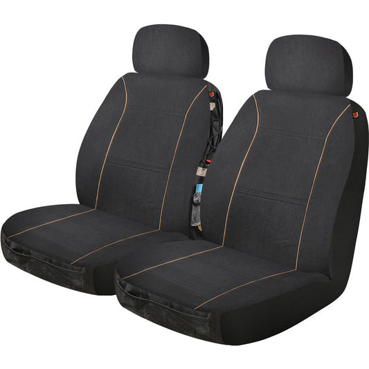 Maxi Trac Front Car Seat Covers Canvas, Black - Pair - MTSCFT-COT