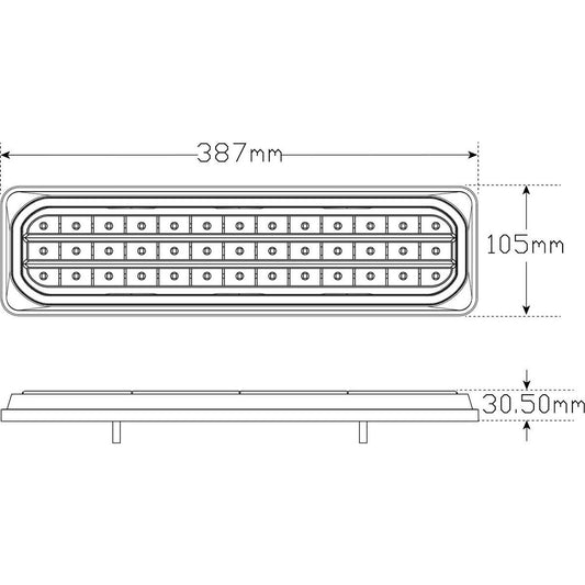 LED Autolamps Twin Blister with Try Me Function-Stop/Tail/Ind/Rev, Diffused Tail with Sequential Indicator, Multivolt, 385 x 104 x 31mm, ADR - 3853ARWM-2
