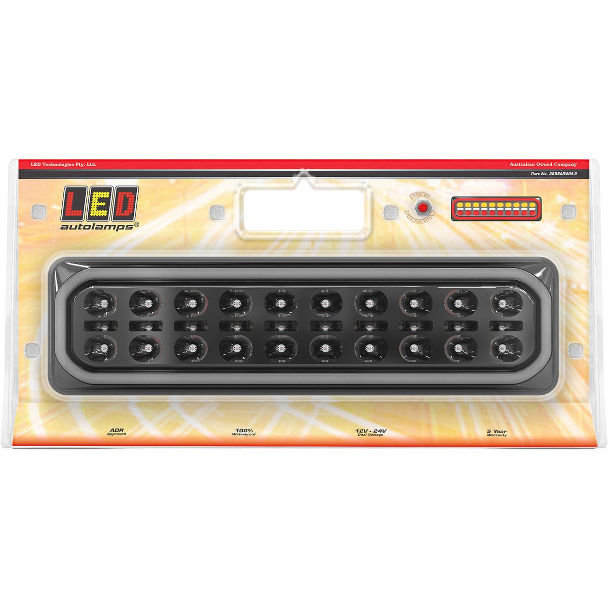 LED Autolamps Multi Volt Stop/Tail/Ind/Rev, Diffused Tail Twin Blister - 3855ARWM-2