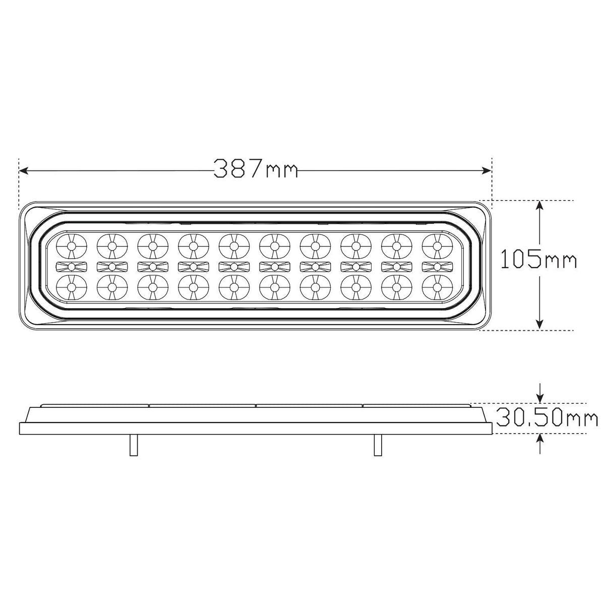 LED Autolamps Multi Volt Stop/Tail/Ind/Rev, Diffused Tail Twin Blister - 3855ARWM-2