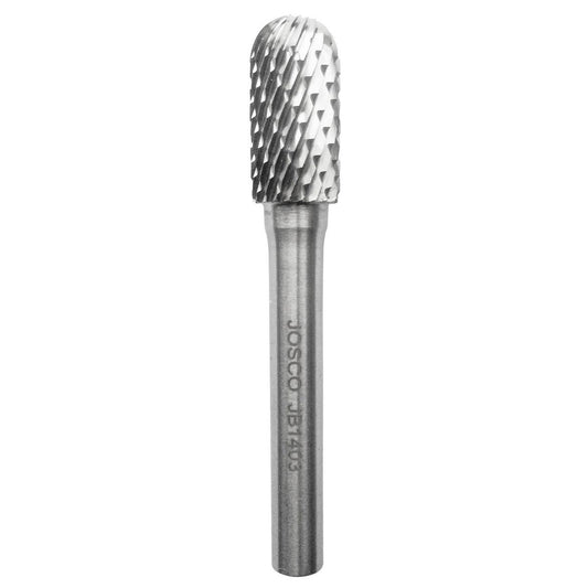 JOSCO Burr DCut 10x20mm 1/4 Shaft Cylinder Ball Nose Carbide - JB1403