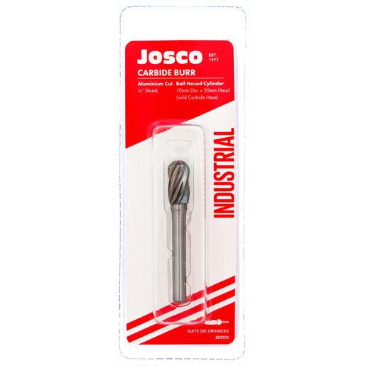 JOSCO Burr ACut 10x20 1/4 Shank Cylinder Ball Nose - JB2101
