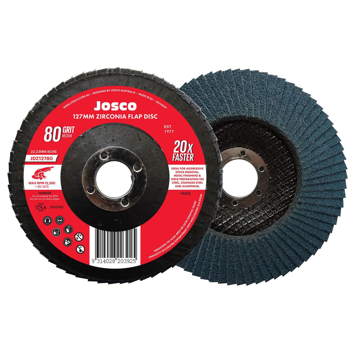 JOSCO Flap Disc 127mm 80g Zirconia - JDZ12780