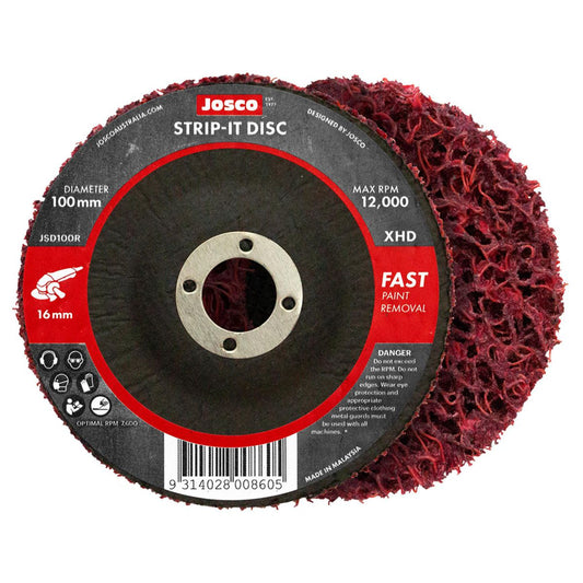 JOSCO Strip it Disc 100mm Red 16mm Bore Fibreglass Back - JSD100R