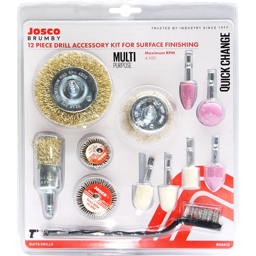 JOSCO Brumby Kit Drill Accessory 12pce 6.3 Hex Spindle - BDAK12
