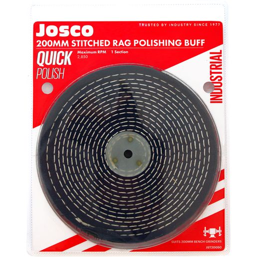 JOSCO Polishing Wheel 200x13 1 Sect Rag Stitched - JST20050