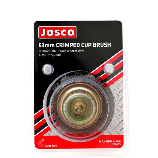 JOSCO Brush Cup CR 63 6.3 Spindle 0.30 Stainless 316 - JCC63SS