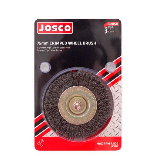 JOSCO Brush Wheel CR 75mm 6.3 Hex Shaft - JCW75