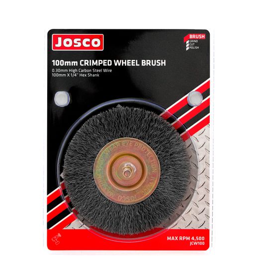 JOSCO Brush Wheel CR 100mm 6.3 Hex Shaft - JCW100
