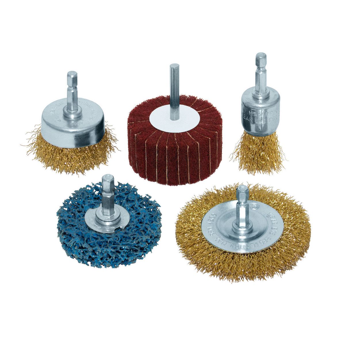 JOSCO Brumby Brush & Abrasive Kit 5pce 6.3 Hex Spindle - BDK5