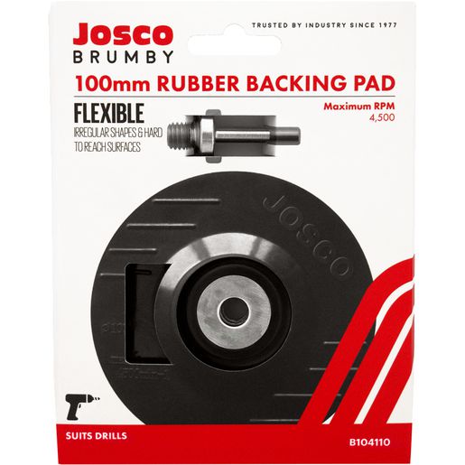 JOSCO Brumby 100mm Backing Pad Rubber M10 with Drill Adaptor - B104110