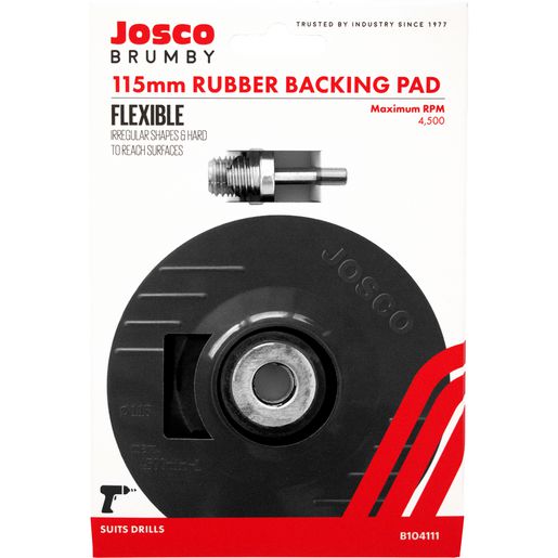 JOSCO Brumby 115mm Backing Pad Rubber M14 with Drill Adaptor - B104111