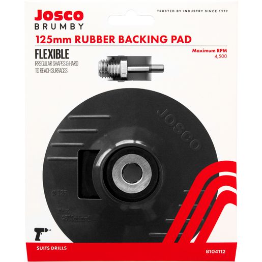 JOSCO Brumby 125mm Backing Pad Rubber M14 with Drill Adaptor - B104112