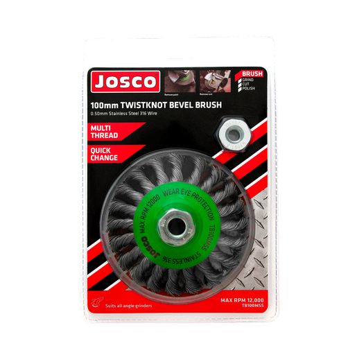 JOSCO Brush Bevel TK20 100x1RxMT 0.50 Stainless 316 - TB100MSS