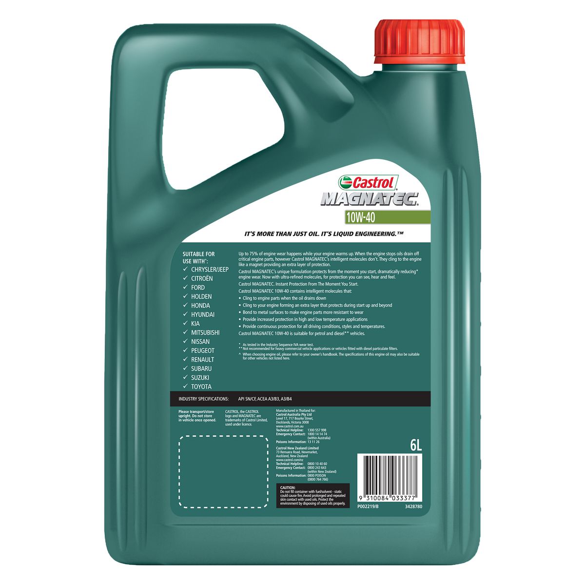 Castrol Magnatec Engine Oil 10W-40 6L - 3428780