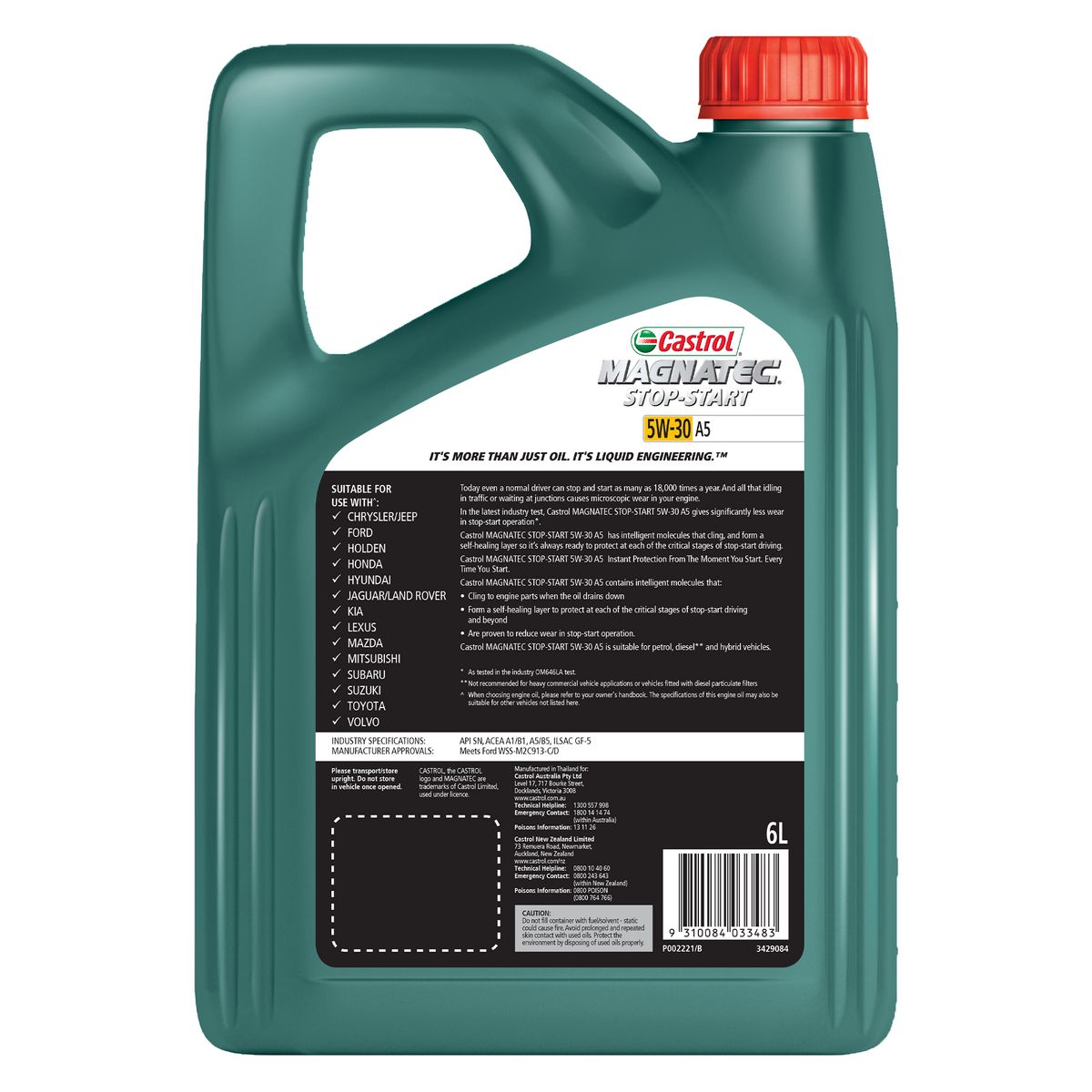 Castrol Magnatec Stop-Start 5W-30 Engine Oil A5 6L - 3429084