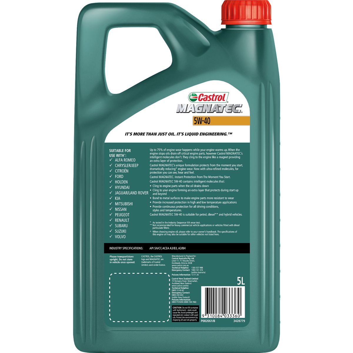 Castrol Magnatec 5W-40 Engine Oil 5L - 3428779