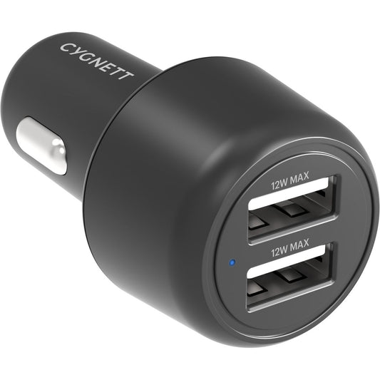 Cygnett 12W Dual Port Car Charger - Black - CY3679CYCCH