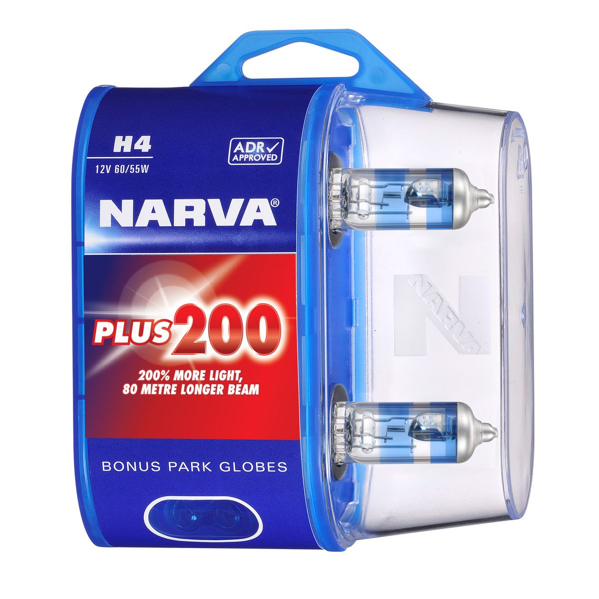 Narva H4 12V 60/55W P43T PLUS200 Twin Pack - 48392BL2