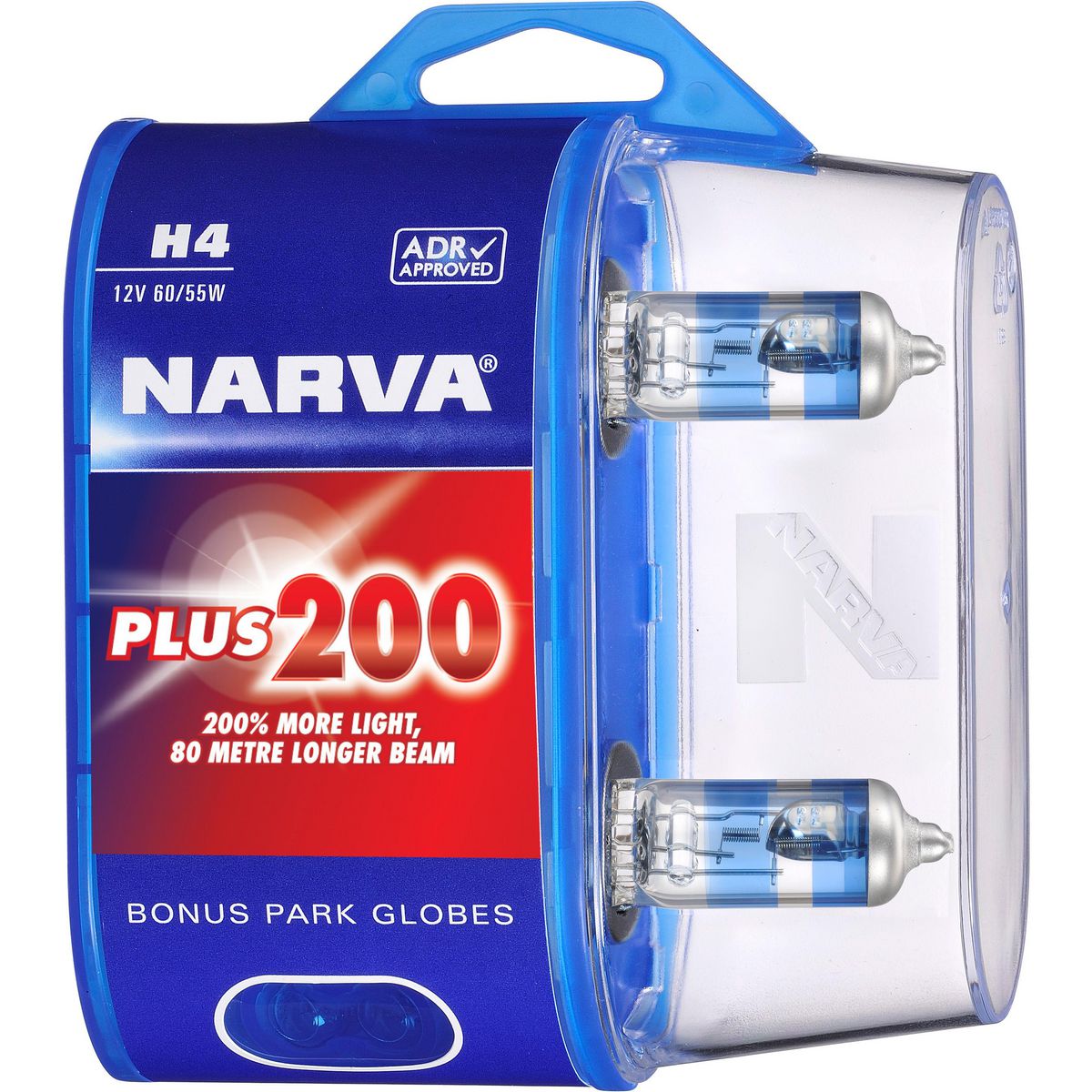 Narva H4 12V 60/55W P43T PLUS200 Twin Pack - 48392BL2