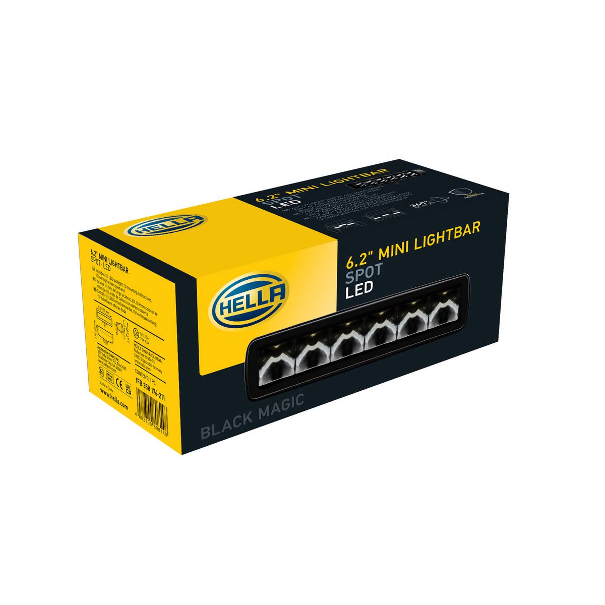 HELLA Black Magic 6 LED 6.2 Inch Spot Beam Light Bar - 1FB358176211