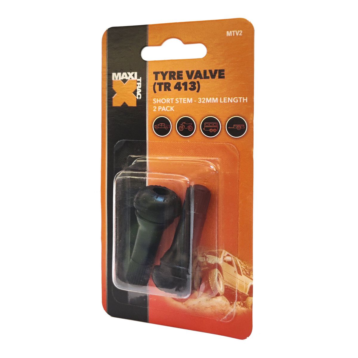 Maxi Trac Short Stem Tyre Valves 2 pack - MTV2