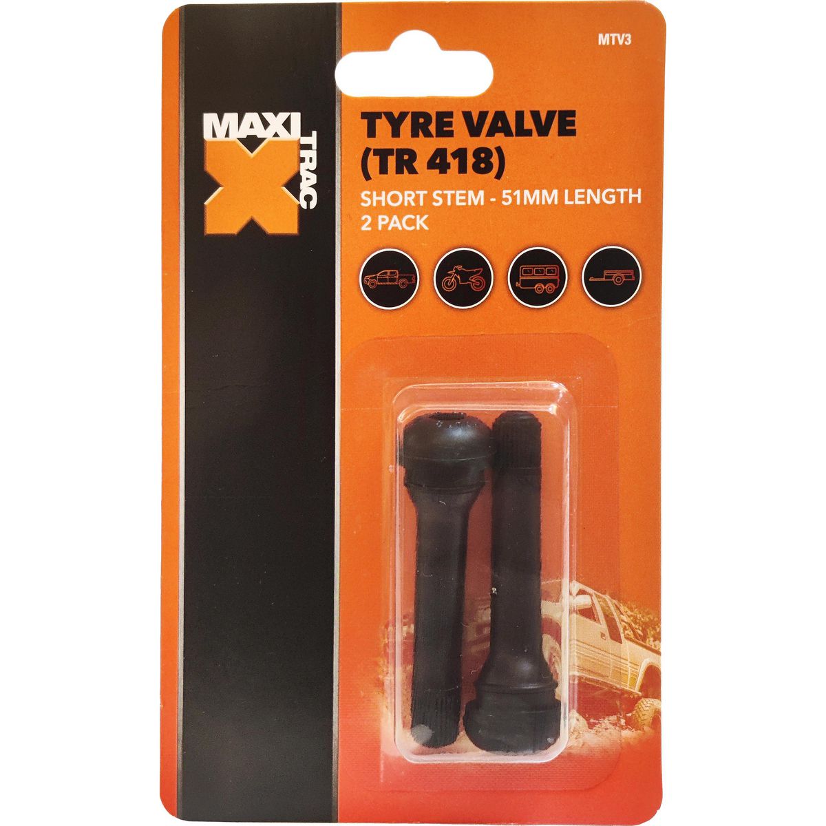 Maxi Trac Long Stem Tyre Valves 2 Pack - MTV3