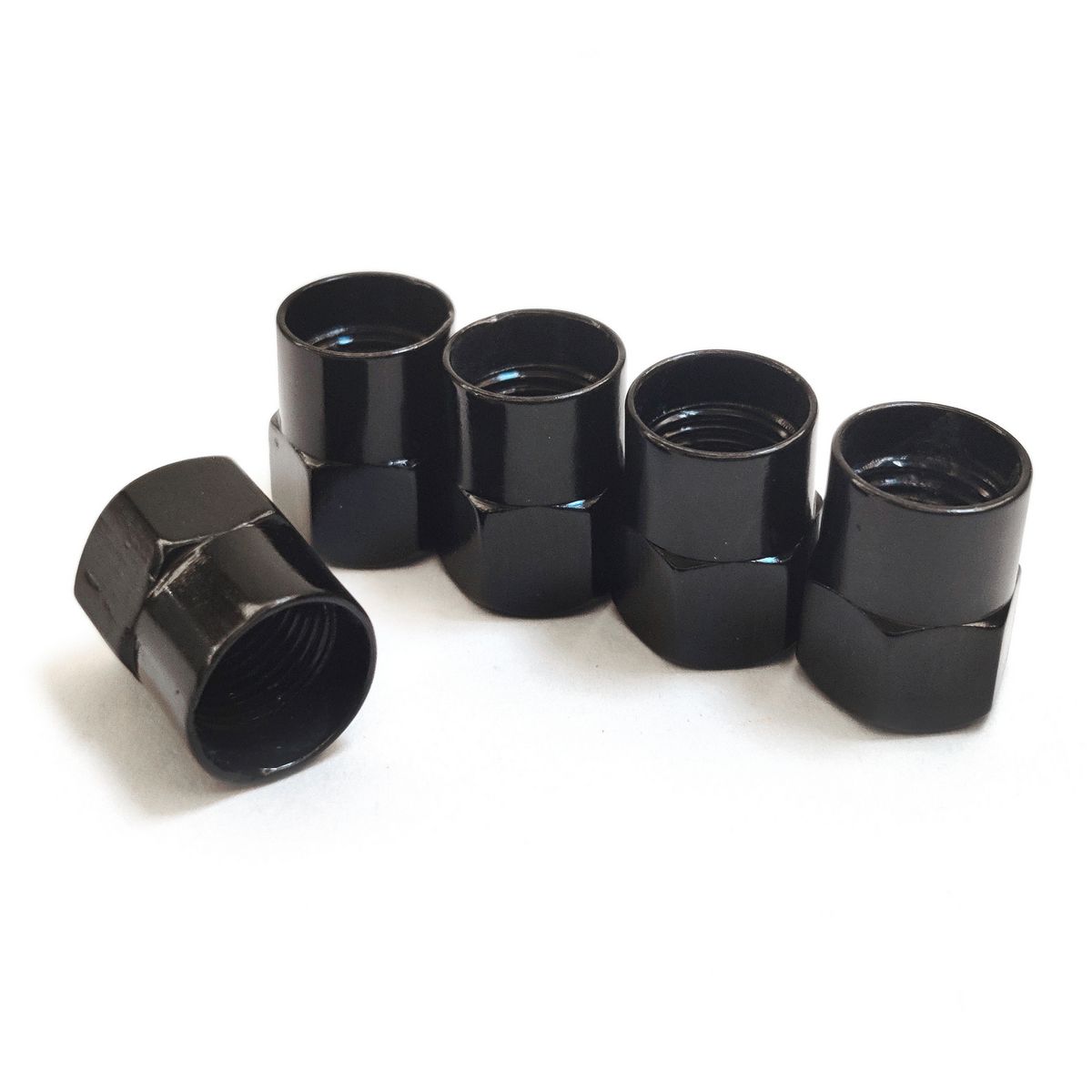 Maxi Trac Hexagon Black Valve Caps 5 Pack - MTVC6