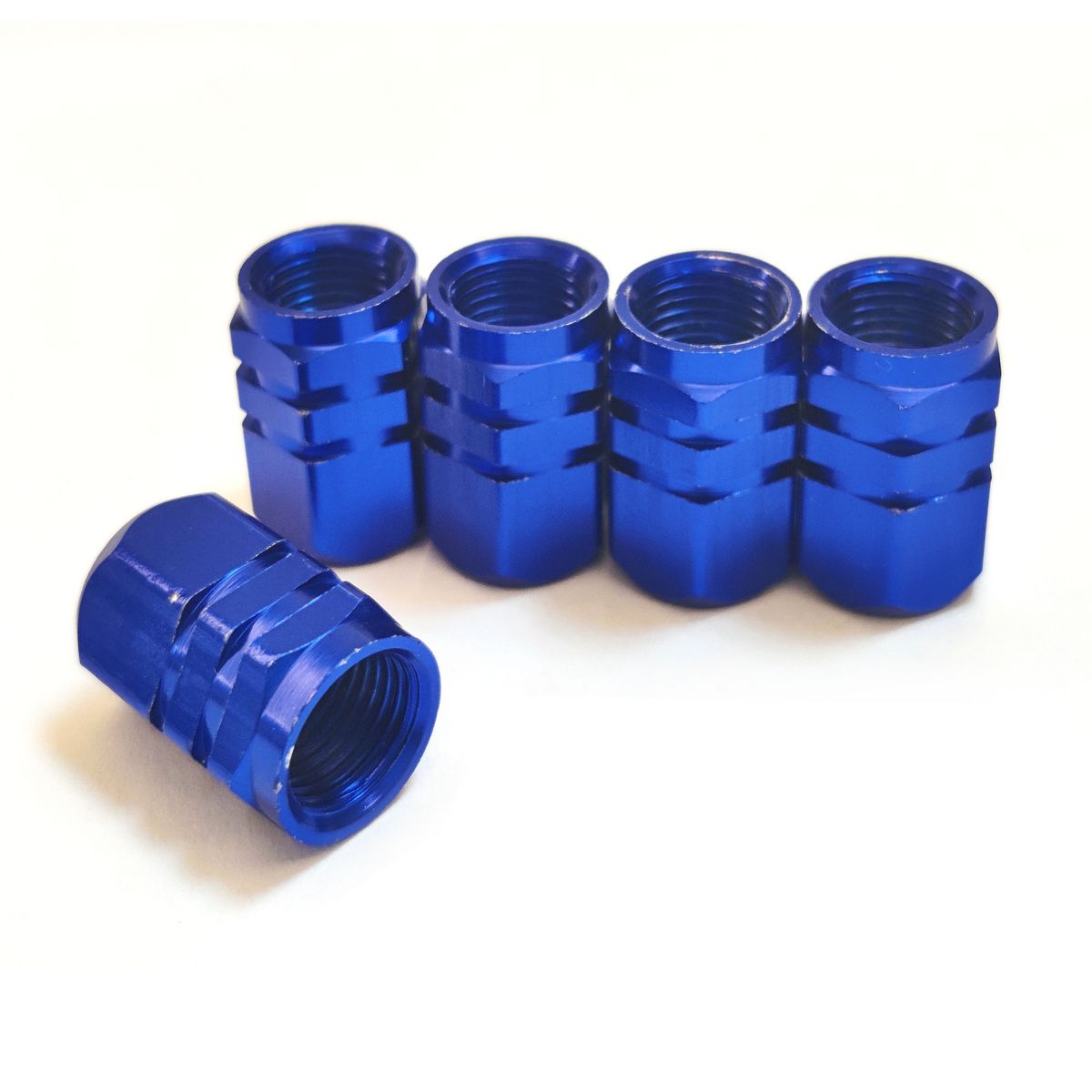 Maxi Trac Anodised Hex Blue Valve Caps 5 Pack - MTVC4