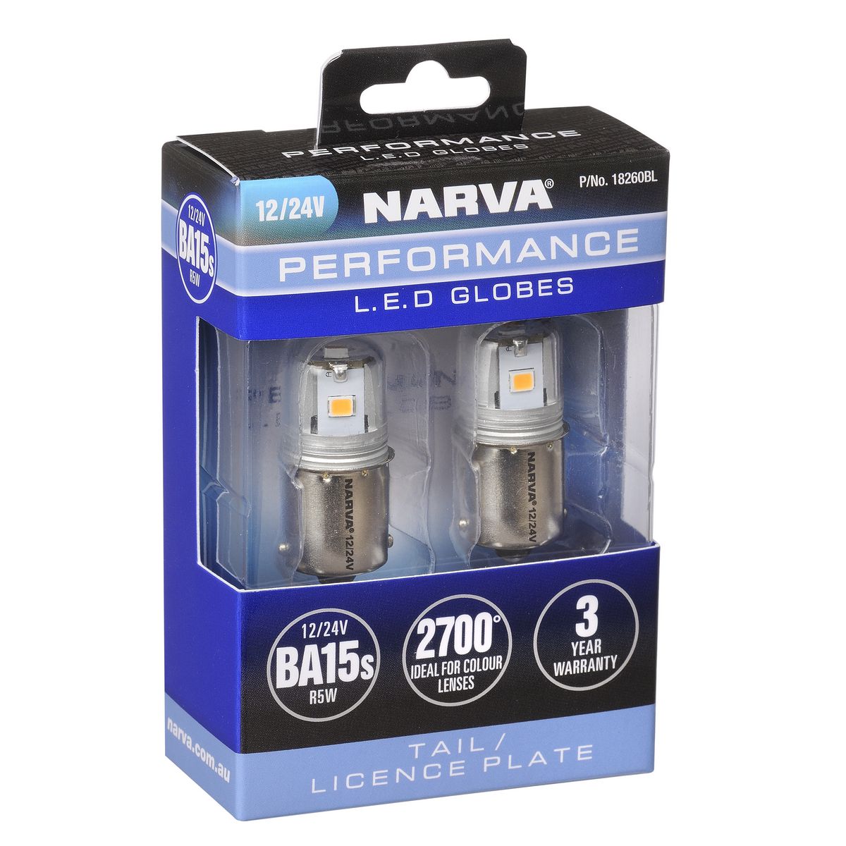 Narva 12/24V Gen III LED BA15S R5W Globes - 18260BL