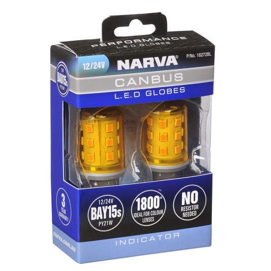 Narva 12V Gen III LED BAU15S Resistor-Free Indicator Globes - 18272BL