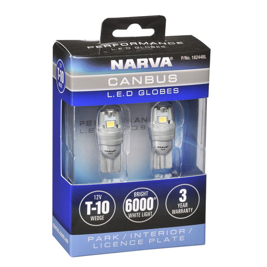 Narva 12V Gen III LED T10 Wedge Globes with Canbus - 18244BL