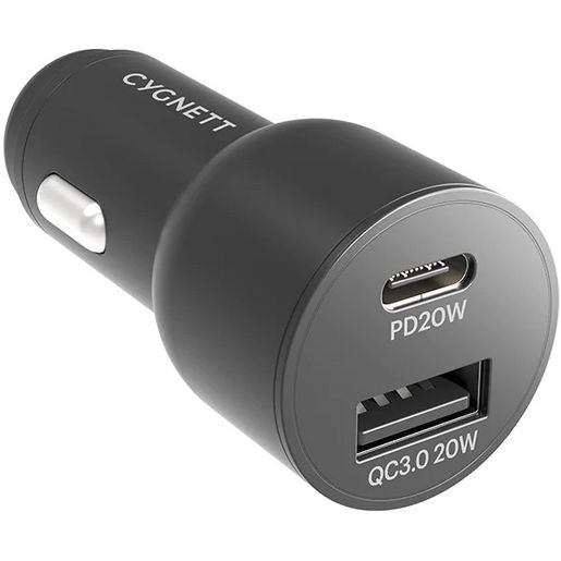 Cygnett CarPower 20W Car Charger Dual Port USB-A & USB-C - CY3637CYCCH