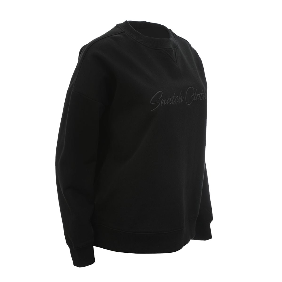 Women's Embroidered Crew Sweater Black - SF2001BK