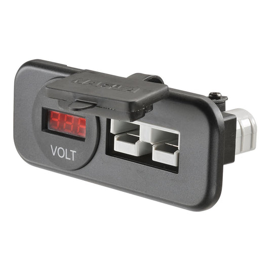 Narva HDRV 50A Voltmeter Twin Socket Flush Mount with Covers - 81153BL