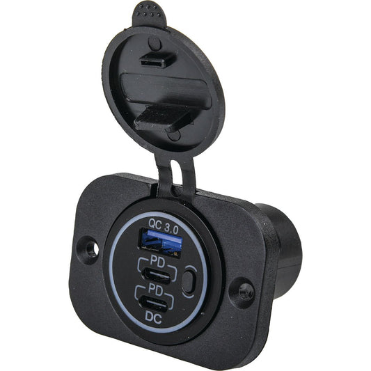 Drivetech 4x4 QC3.0 Quick Charge USB and Type-C Port Power Socket - DT-17104