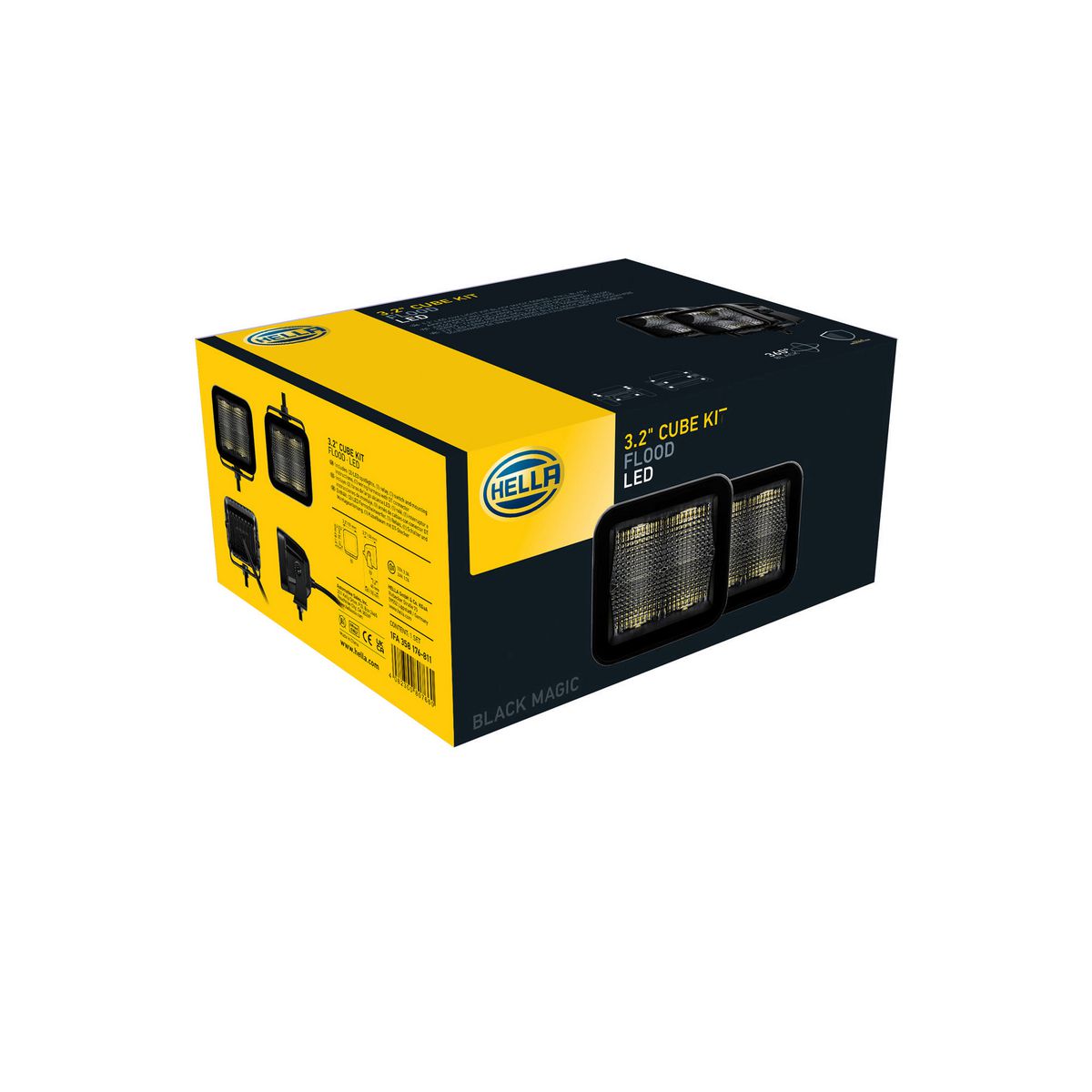 HELLA Black Magic LED Cube Light Kit 3.2 Flood Beam 12V/24V - 1FA 358 176-811
