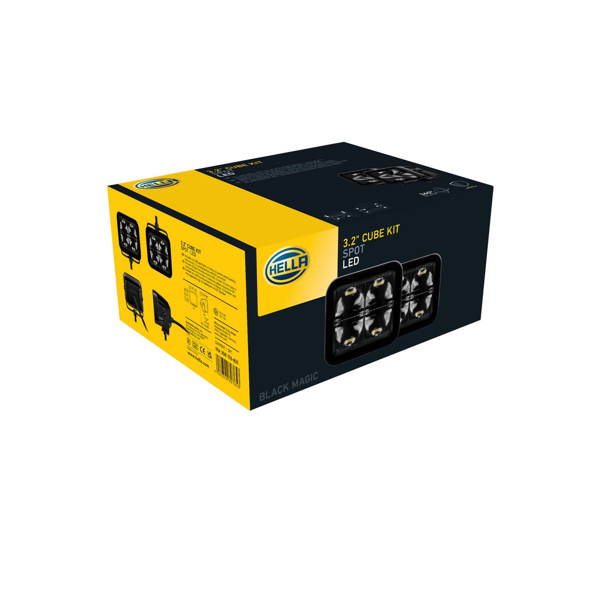 HELLA Black Magic LED Cube Light Kit 3.2 Spot Beam 12V/24V - 1FA 358 176-821