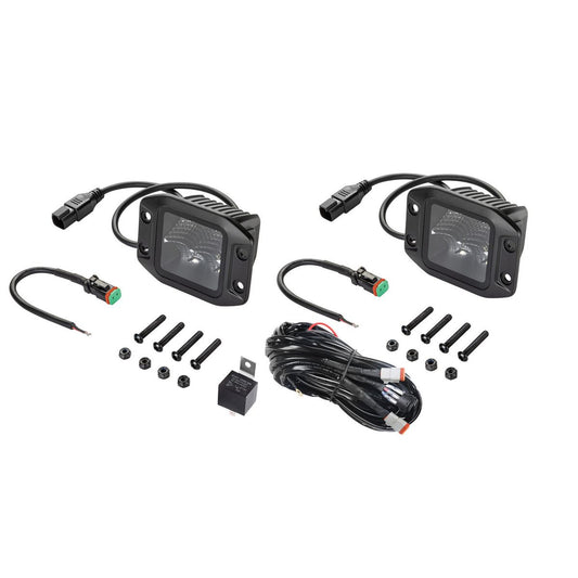 HELLA Black Magic LED Cube Light Kit 3.2 Flood Beam Flush Mount 12V/24V - 2 Lights + Harness - 1FA 358 176-831