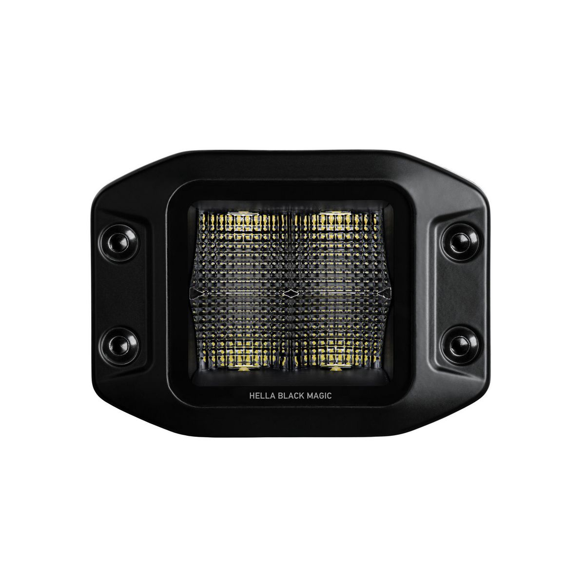 HELLA Black Magic LED Cube Light Kit 3.2 Flood Beam Flush Mount 12V/24V - 2 Lights + Harness - 1FA 358 176-831
