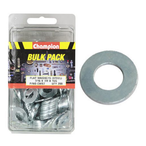 Champion Washer Flat Steel 7/16in x 7/8in x 16G Zinc Plated - CWS7
