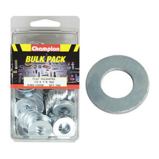 Champion Washer Flat Steel 1/2in x 1in x 16G Zinc Plated - CWS8